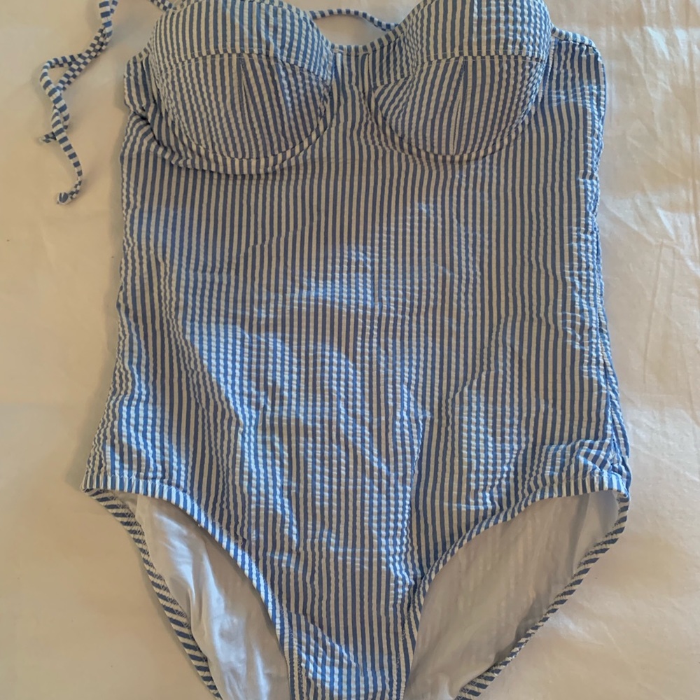 J Crew seersucker one piece swimsuit